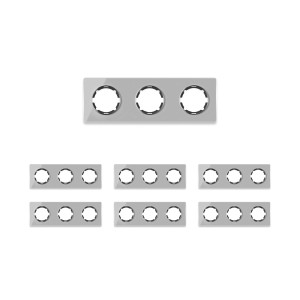 ONEKEYELECTRO Plaque de finition Garda en verre, horizontal, 3 postes (pack 7)-"Gris"