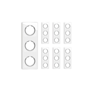 ONEKEYELECTRO Plaque de finition en verre Garda, 3 postes, vertical (pack 7)-"Blanc"