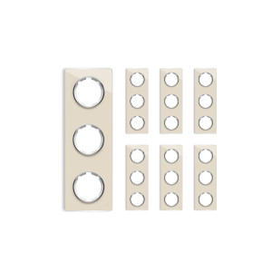 ONEKEYELECTRO Plaque de finition en verre Garda, 3 postes, vertical (pack 7)-"Beige"
