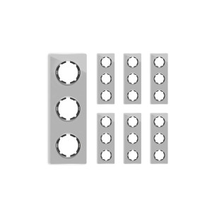 ONEKEYELECTRO Plaque de finition en verre Garda, 3 postes, vertical (pack 7)-"Gris"