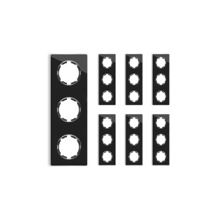 ONEKEYELECTRO Plaque de finition en verre Garda, 3 postes, vertical (pack 7)-"Noir"