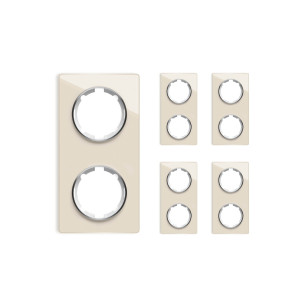 ONEKEYELECTRO Plaque de finition Garda en verre, 2 postes, vertical (pack 5)-"Beige"