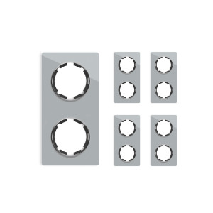 ONEKEYELECTRO Plaque de finition Garda en verre, 2 postes, vertical (pack 5)-"Gris"