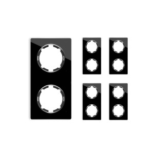 ONEKEYELECTRO Plaque de finition Garda en verre, 2 postes, vertical (pack 5)-"Noir"
