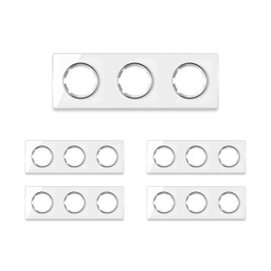 ONEKEYELECTRO Plaque de finition Garda en verre, horizontal, 3 postes (pack 5)-"Blanc"