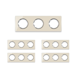ONEKEYELECTRO Plaque de finition Garda en verre, horizontal, 3 postes (pack 5)-"Beige"