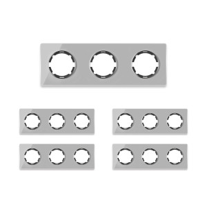 ONEKEYELECTRO Plaque de finition Garda en verre, horizontal, 3 postes (pack 5)-"Gris"