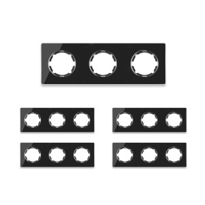 ONEKEYELECTRO Plaque de finition Garda en verre, horizontal, 3 postes (pack 5)-"Noir"