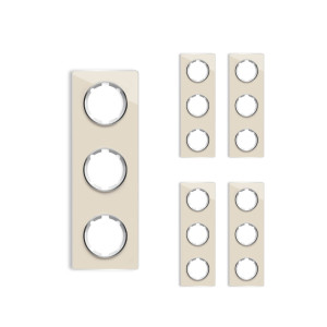 ONEKEYELECTRO Plaque de finition en verre Garda, 3 postes, vertical (pack 5)-"Beige"