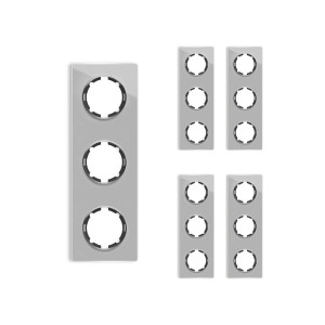 ONEKEYELECTRO Plaque de finition en verre Garda, 3 postes, vertical (pack 5)-"Gris"