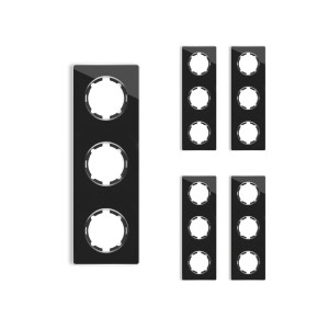 ONEKEYELECTRO Plaque de finition en verre Garda, 3 postes, vertical (pack 5)-"Noir"