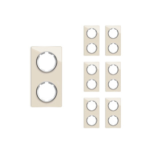 ONEKEYELECTRO Plaque de finition Garda en verre, 2 postes, vertical (pack 7)-"Beige"