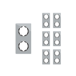 ONEKEYELECTRO Plaque de finition Garda en verre, 2 postes, vertical (pack 7)-"Gris"