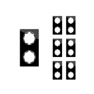 ONEKEYELECTRO Plaque de finition Garda en verre, 2 postes, vertical (pack 7)-"Noir"