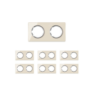 ONEKEYELECTRO Plaque de finition Garda en verre, horizontal, 2 postes (pack 7)-"Beige"