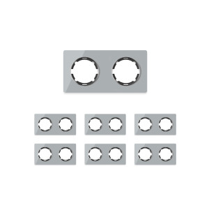ONEKEYELECTRO Plaque de finition Garda en verre, horizontal, 2 postes (pack 7)-"Gris"
