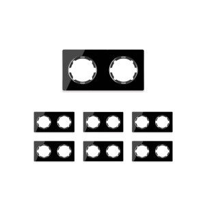 ONEKEYELECTRO Plaque de finition Garda en verre, horizontal, 2 postes (pack 7)-"Noir"
