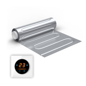 Natte chauffante WARMON ALU 150 W/m² avec Thermostat OKE-25 Touch WIFI et cadre Garda blanc - 15 m²