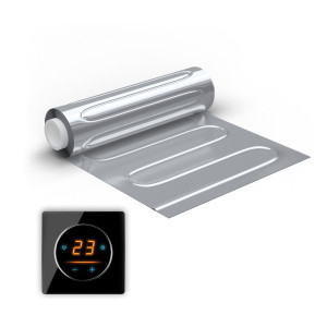 Natte chauffante WARMON ALU 150 W/m² avec Thermostat OKE-25 Touch WIFI et cadre Garda noir - 12 m²
