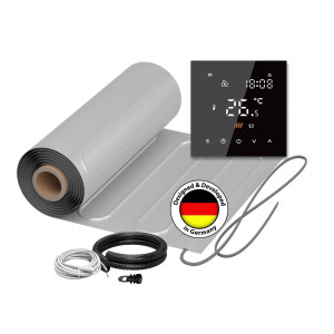 2x Nattes chauffantes WARMON ALU 150 W/m² (12+8 m²)avec Thermostat TS300 noir - 20 m²
