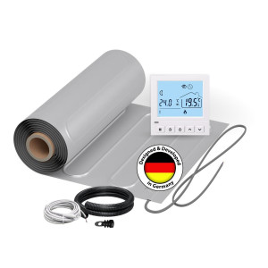 WARMON 2x nattes plancher chauffant électrique ALU 150 W/m² (12+8 m²)avec Thermostat digital TS50 blanc - 20 m²