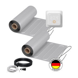2x Nattes de chauffage au sol WARMON ALU 150 W/m² (7+5 m²) + Thermostat TS500 WiFi, blanc - 12 m²