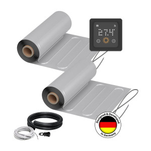 2x Nattes de chauffage au sol WARMON ALU 150 W/m² (5+4 m²) + Thermostat TS500 WiFi, noir - 9 m²