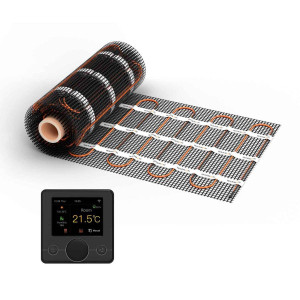 Chauffage au sol WARMON CLASSIC 150 W/m² avec thermostat R7C-716 intelligent WiFi écran LCD-couleur, noir - 2,5 m²