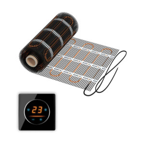 Natte chauffante WARMON CLASSIC LIGHT 100 W/m² avec Thermostat OKE-25 Touch WIFI et cadre Garda noir - 1 m²