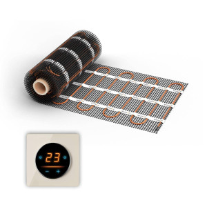 Natte chauffante WARMON ULTRA 200 W/m² avec Thermostat OKE-25 Touch WIFI et cadre Garda beige - 6 m²