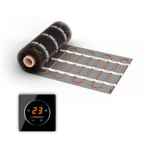 Natte chauffante WARMON ULTRA 200 W/m² avec Thermostat OKE-25 Touch WIFI et cadre Garda noir - 14 m²