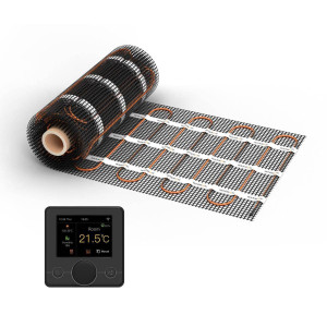 Chauffage au sol WARMON ULTRA 200 W/m² avec thermostat R7C-716 intelligent WiFi LCD-couleur, noir - 2,5 m²