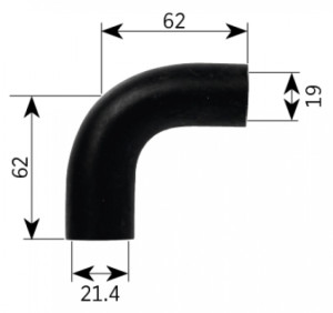 ALDE Gummireduksjonsvinkel 19-21,4 Mm - 62x62 Mm M/slangeklemmer