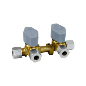 ALDE Ventilblokk De 2 Kraner - 10mm Inn/8mm Ut