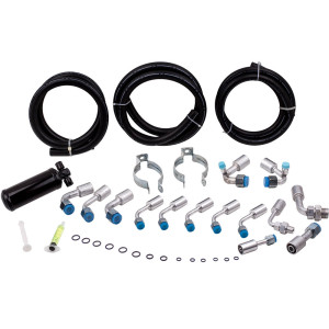 Maxpeedingrods Universal 134a Kit de tuyaux de climatisation Raccords à joints toriques Kit de tuyaux de sécheuse