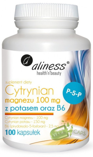 Cytrynian Magnezu 100 mg + Potas 150 mg + B6 P-5-P 100 kapsułek VEGE