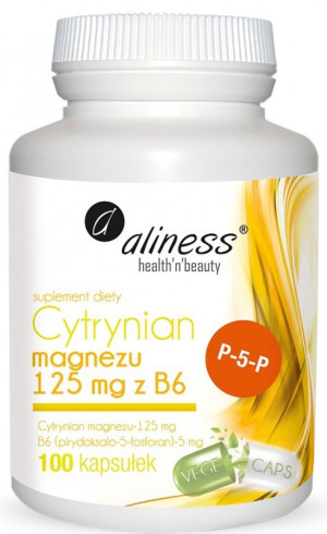Cytrynian Magnezu 125 mg + B6 P-5-P 100 kapsułek VEGE