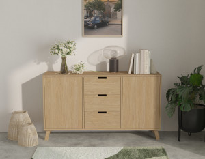 Moderne Kommode in Eiche 143 cm mit 3 Schubladen