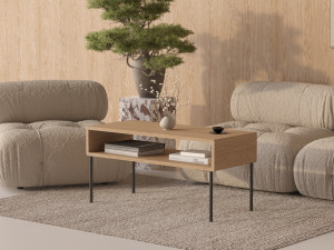 Couchtisch aus Holz mit Metallbeinen