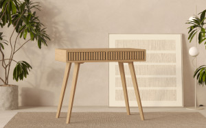 Modernes 90-cm-Schreibtisch – Lamellenfronten der Schubladen