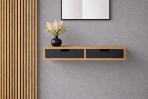 Wandkonsole aus Holz mit schwarzen Schubladen 90 cm