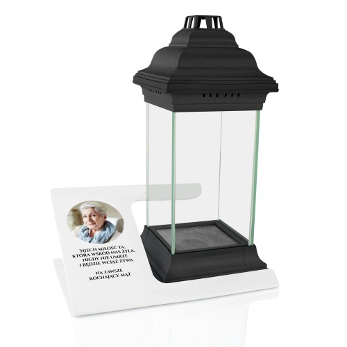 Lampion i podstawka pod znicz ze zdjęciem dla żony