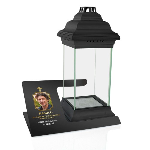 Znicz lampion z dedykacją na grób brata