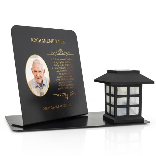 Znicz solarny i podstawka na grób ze zdjęciem