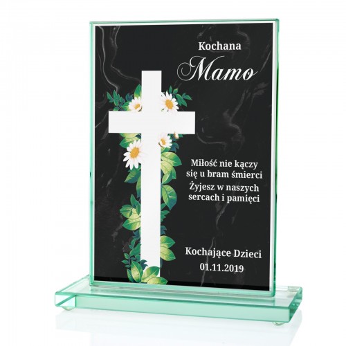 Statuetka na grób mamy szklana z dedykacją