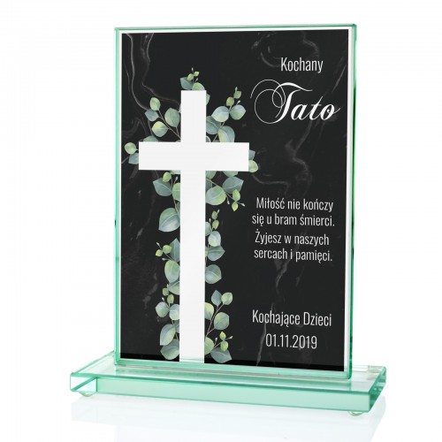 Statuetka na grób taty szklana z dedykacją