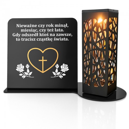 Lampion ażurowy LED i metalowa podstawka z nadrukiem