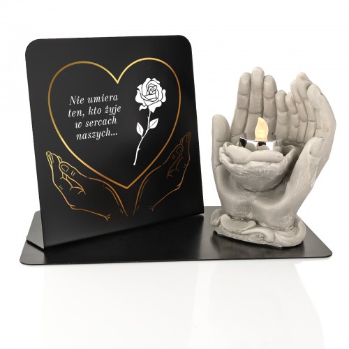 Statuetka na pomnik i lampka LED z dedykacją