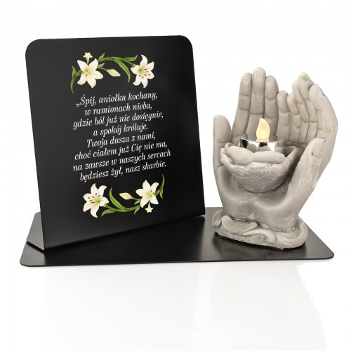 Statuetka i lampka LED na grób dziecka