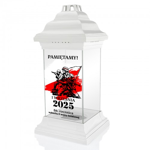 Znicz patriotyczny lampion biały z nadrukiem dla żołnierza